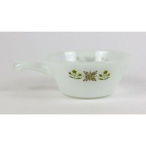 Vintage Anchor Hocking Fire King Meadow Green Handled Soup Chili Bowl